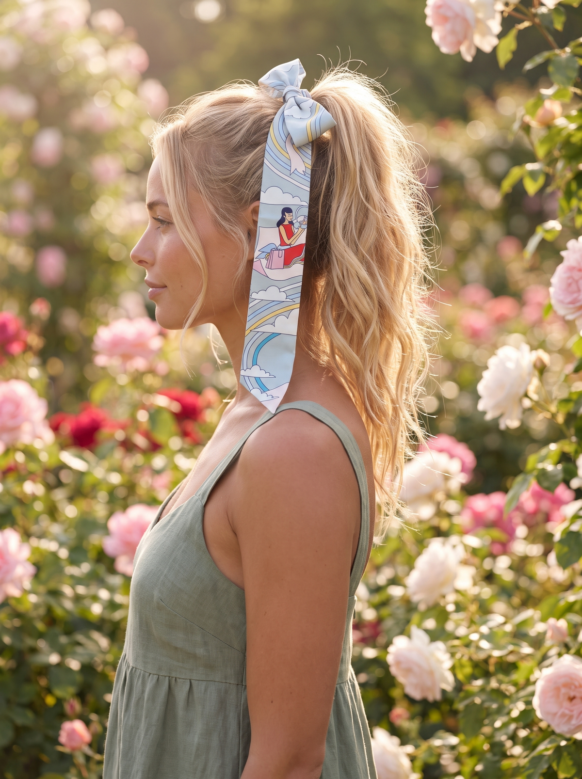 Lexi wearing Print 6 — rose garden