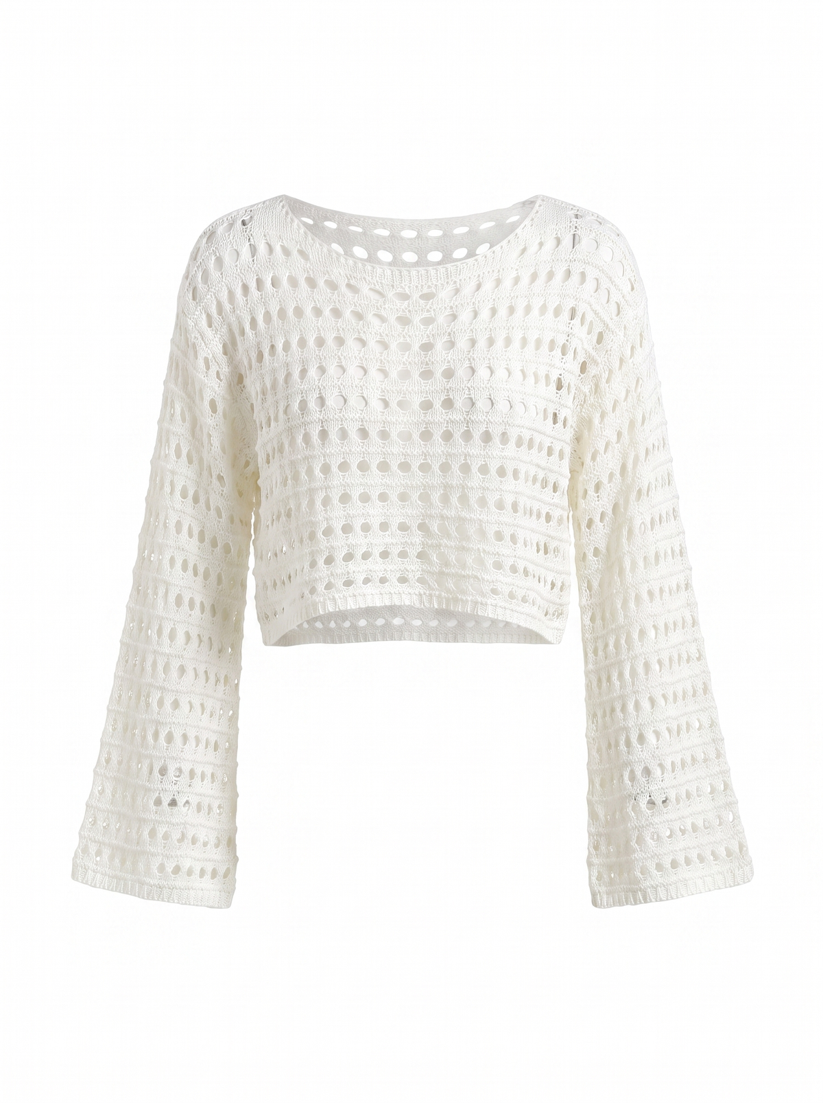 Côte crochet beach cover-up in white on white background