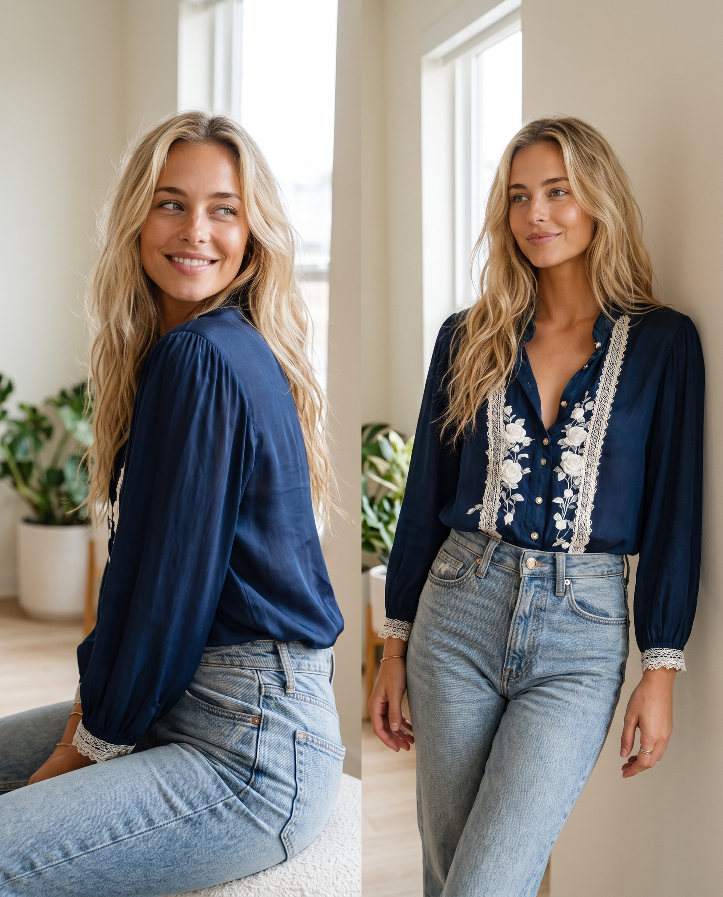 Lexi styling the lace floral blouse