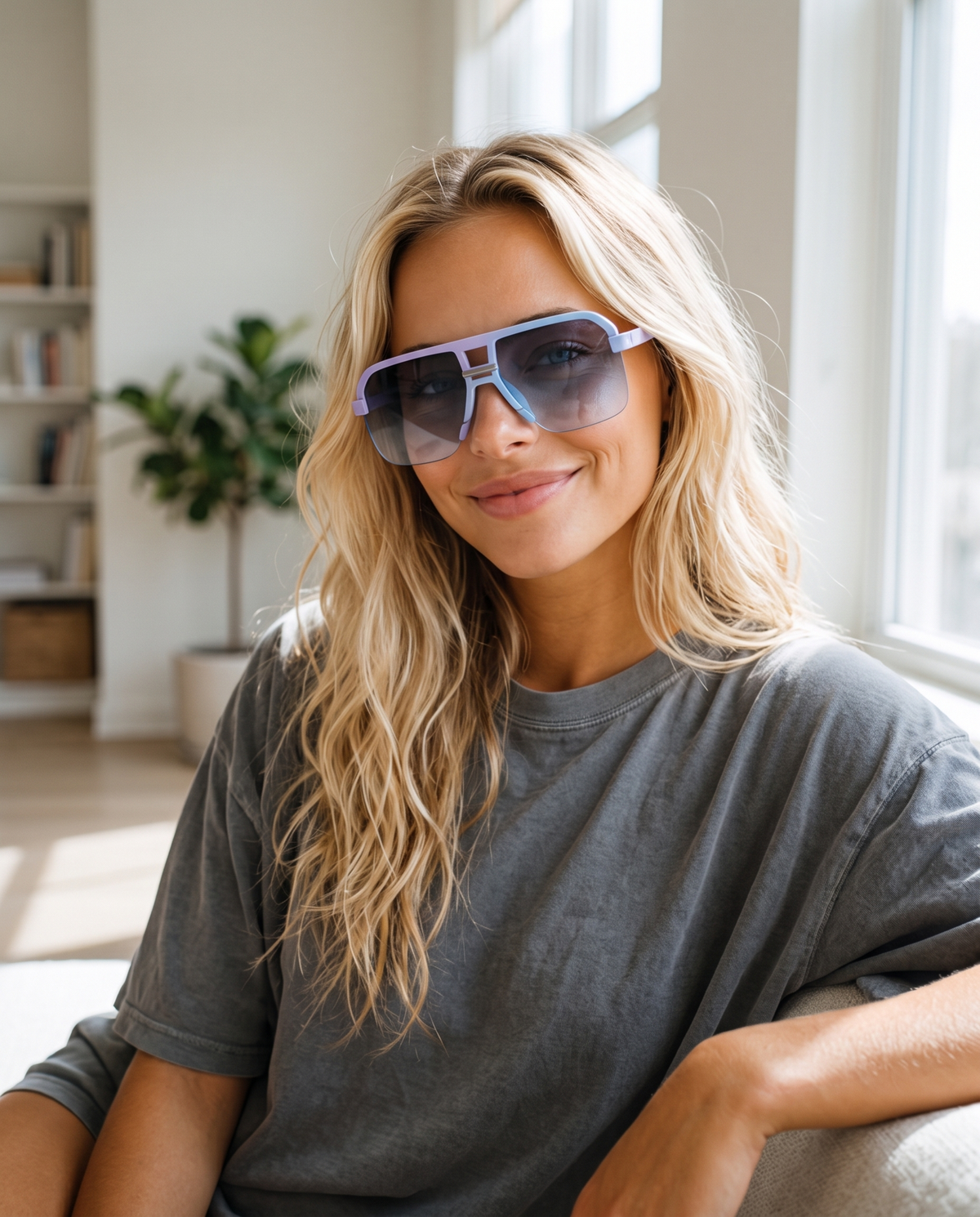 Lexi in the gradient sunglasses - grey blue