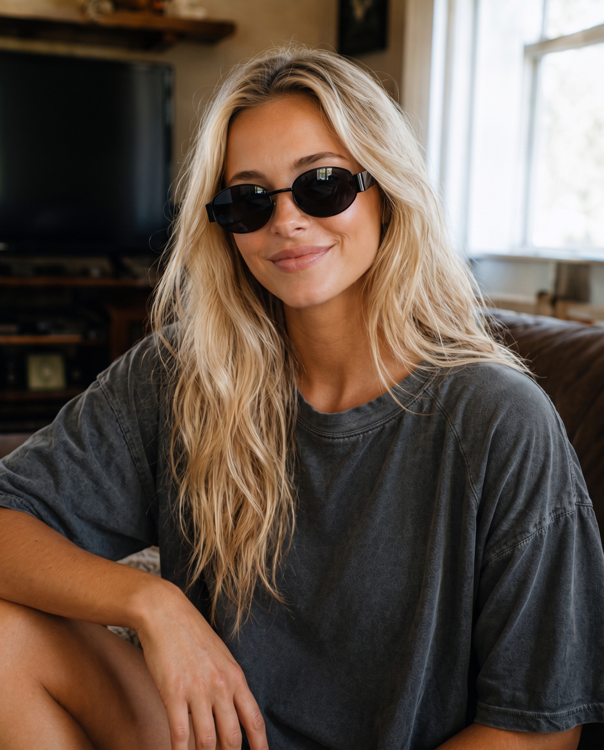 Lexi in the oval sunglasses - black